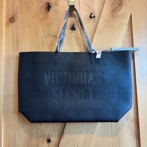 Victoria's Secret Elegant Laser-Cut Logo Black Tote